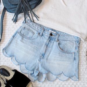 Light Blue scalloped jean shorts